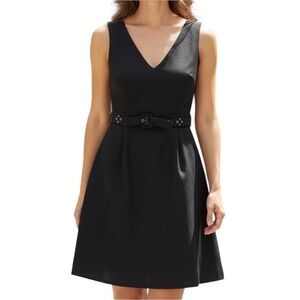 NWT Jillian Jones Black Linen Sleeveless Studded Waist Tie Dress